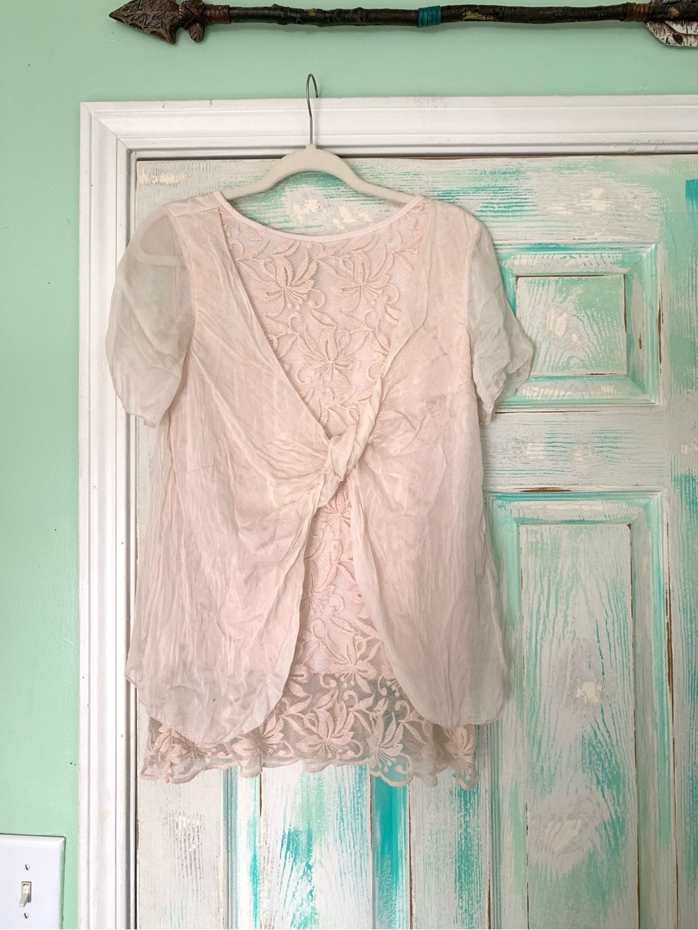 BRAND NEW Giusy Italy Silk Lace Blouse Top Large